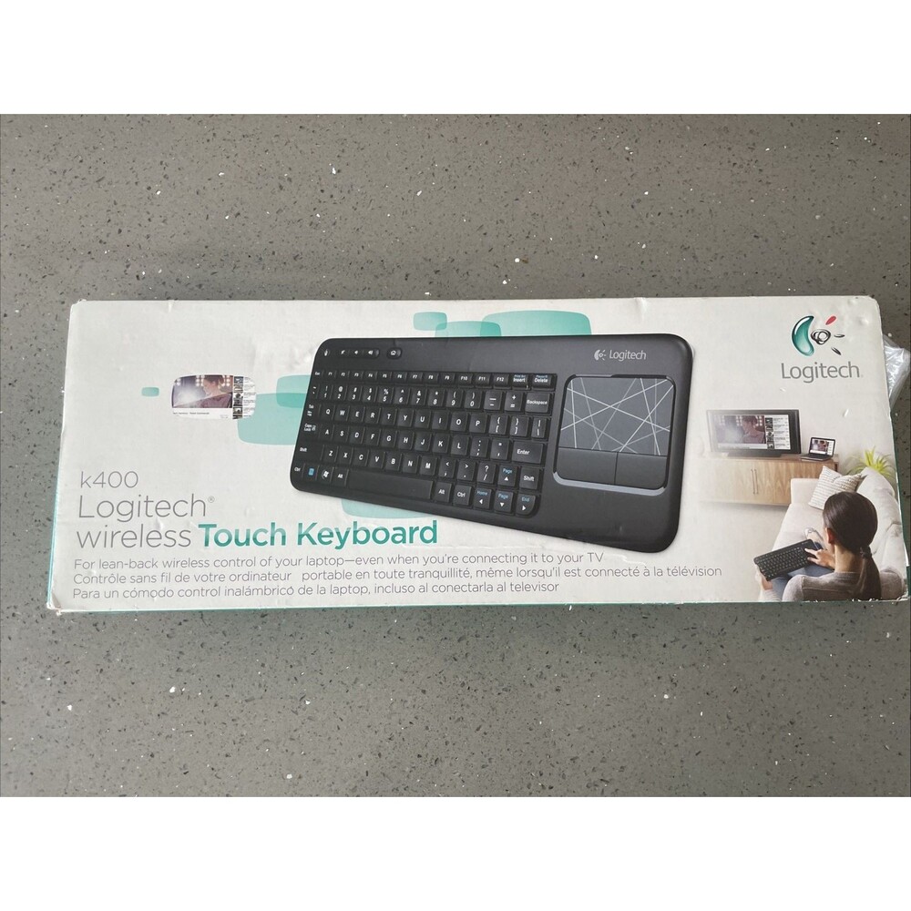 Logitech K400r Wireless Keyboard Built-In Multi-Touch Touchpad w/ Dongle